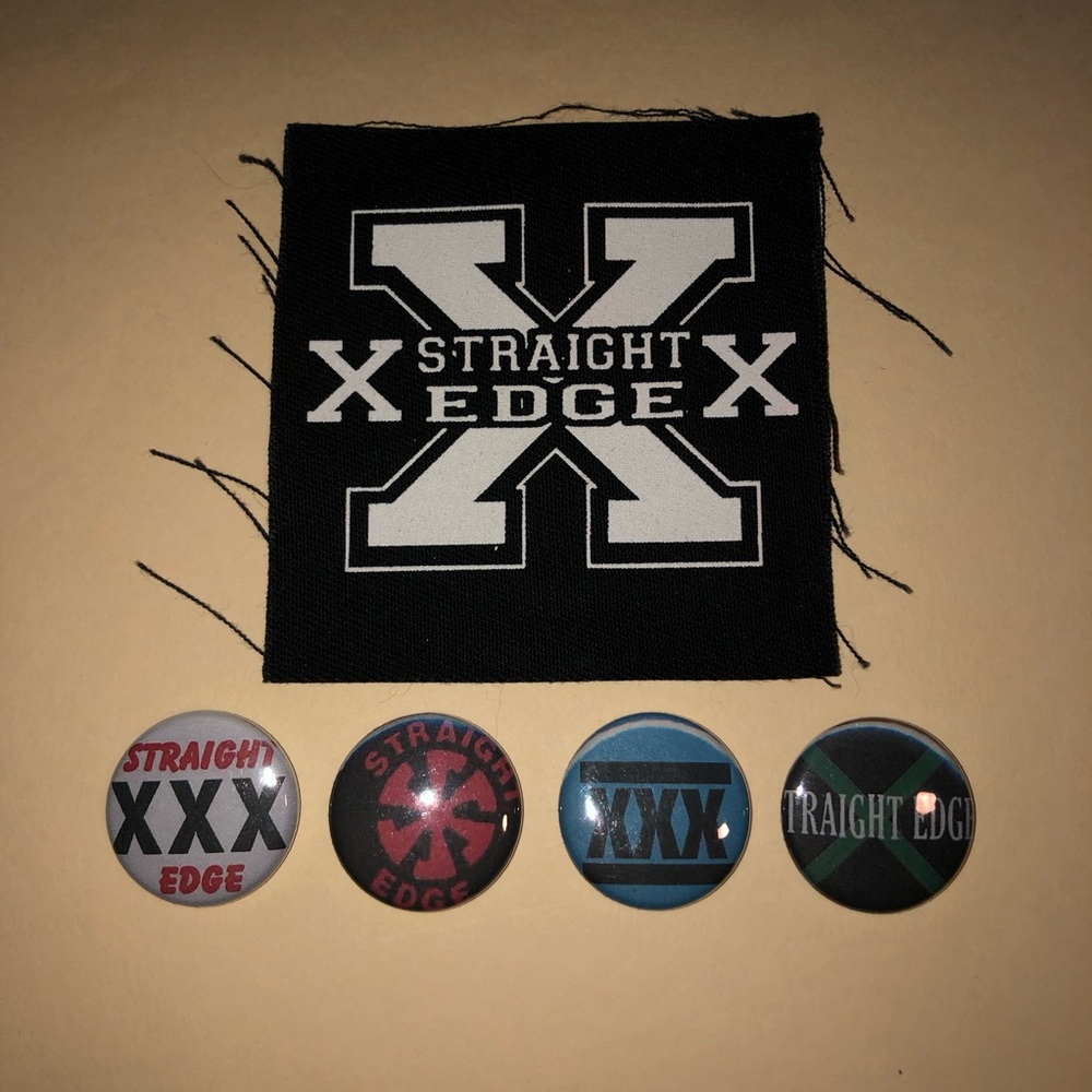 Straight Edge. Patch and Pins. Y2K.